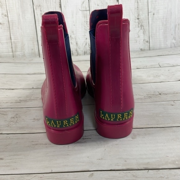 Lauren Ralph Lauren Hot Pink Rubber Chelsea Rain Booties - Picture 4 of 11